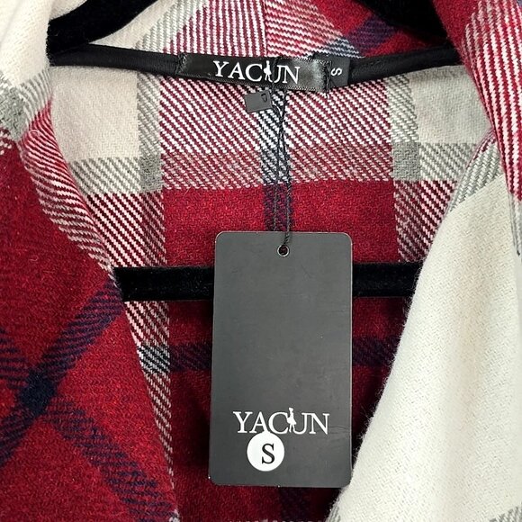 Yacun Vest Lapel Open Front Buffalo Plaid Sleeveless Cardigan Jacket Women Small - Picture 10 of 10